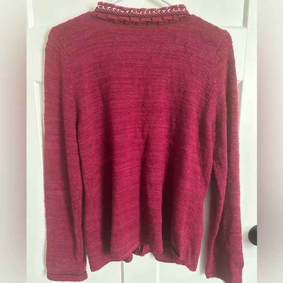 White House Black Market Red Cardigan with Trim - Picture 2 of 5